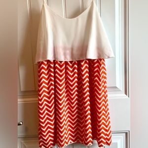 Orange/white dress Size M